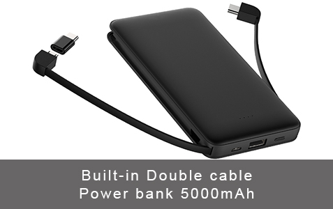  IS-Y11 5000mAh built-in double cable power bank 