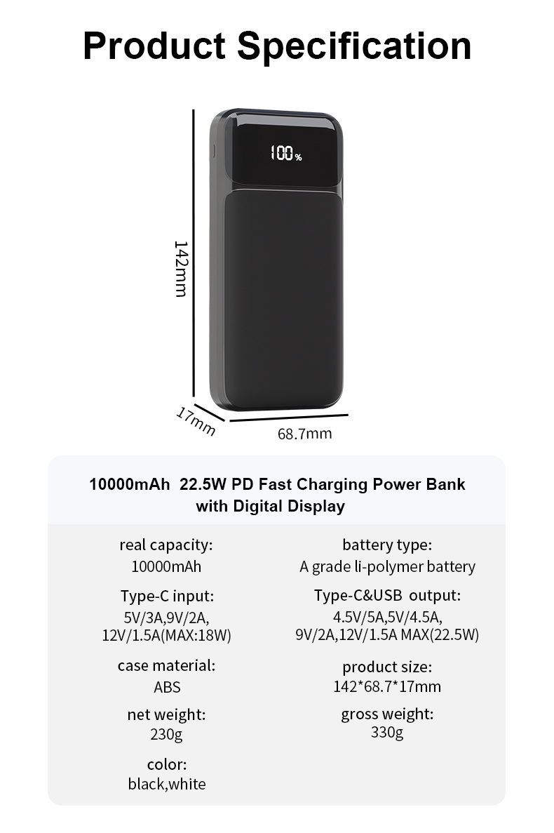 PD 22.5W Magnetic Portable Wireless Charge Power Bank 5000mAh Fast Charging Built-in Cables LED Display Powerbank With Holder