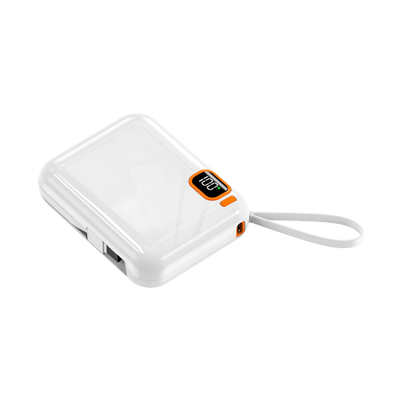 Custom 10000mah Mini Power Bank 22.5w Super Fast Charger with LED Display Built-in Cable P