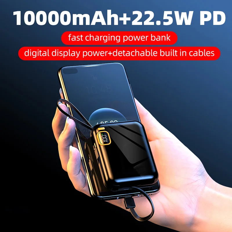 10000mAh باور بانك مع كابل مدمج، LED شاشة عرض & شحن لاسلكي مغناطيسي