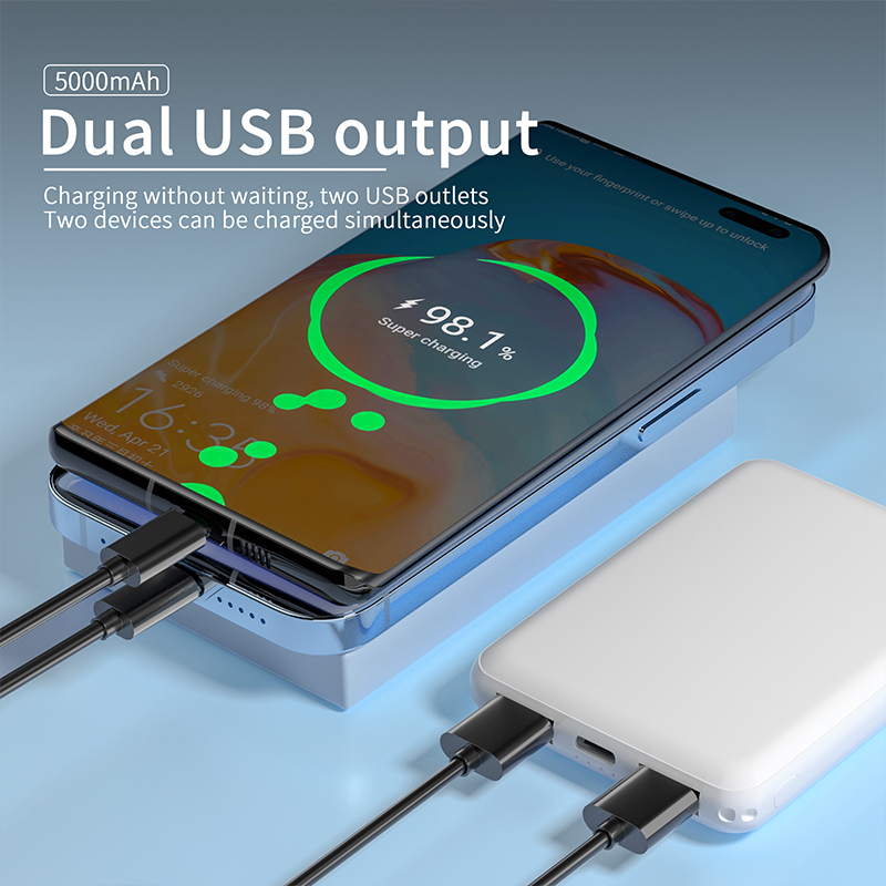 Custom Logo 10000mAh Portable 15W Wireless Charge Power Bank PD 22.5W Fast Charging with 3 Cables Powerbank