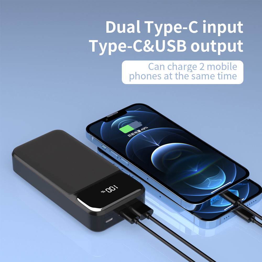 Customized High Quality Mini Portable Powerbank Pd22.5w 5000mAh Fast Charge Digital Display Magnetic Wireless Charge Power Bank