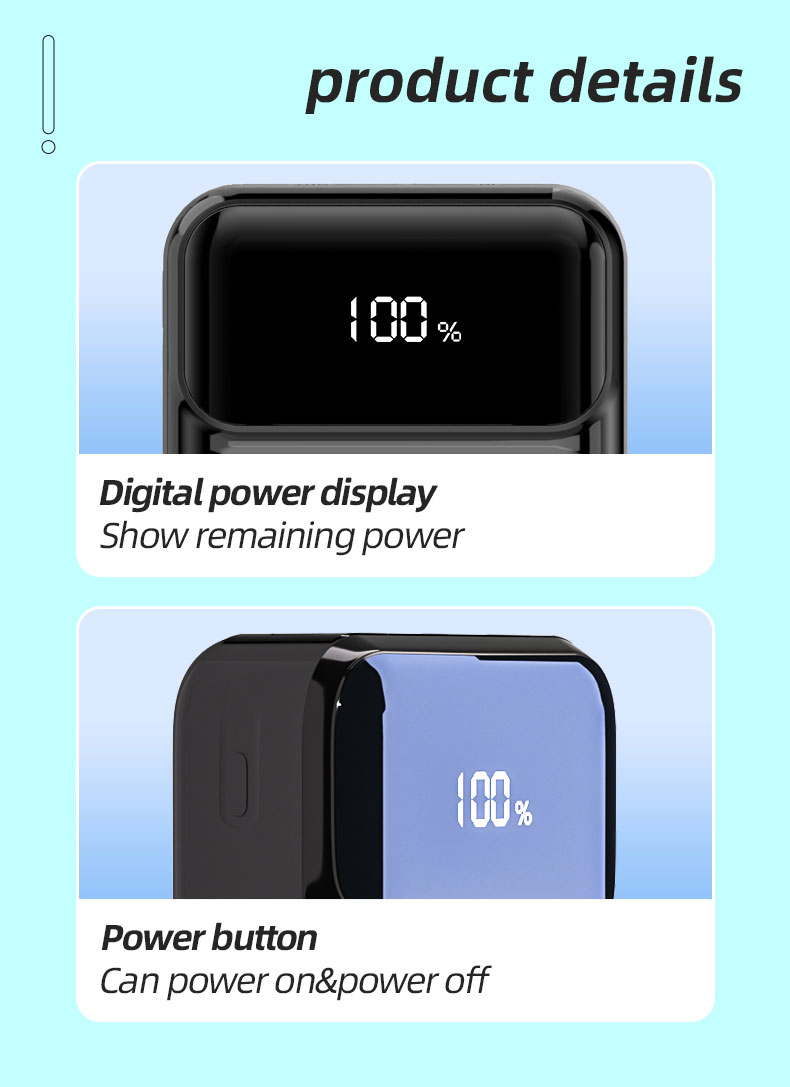 Customized High Quality Mini Portable Powerbank Pd22.5w 5000mAh Fast Charge Digital Display Magnetic Wireless Charge Power Bank