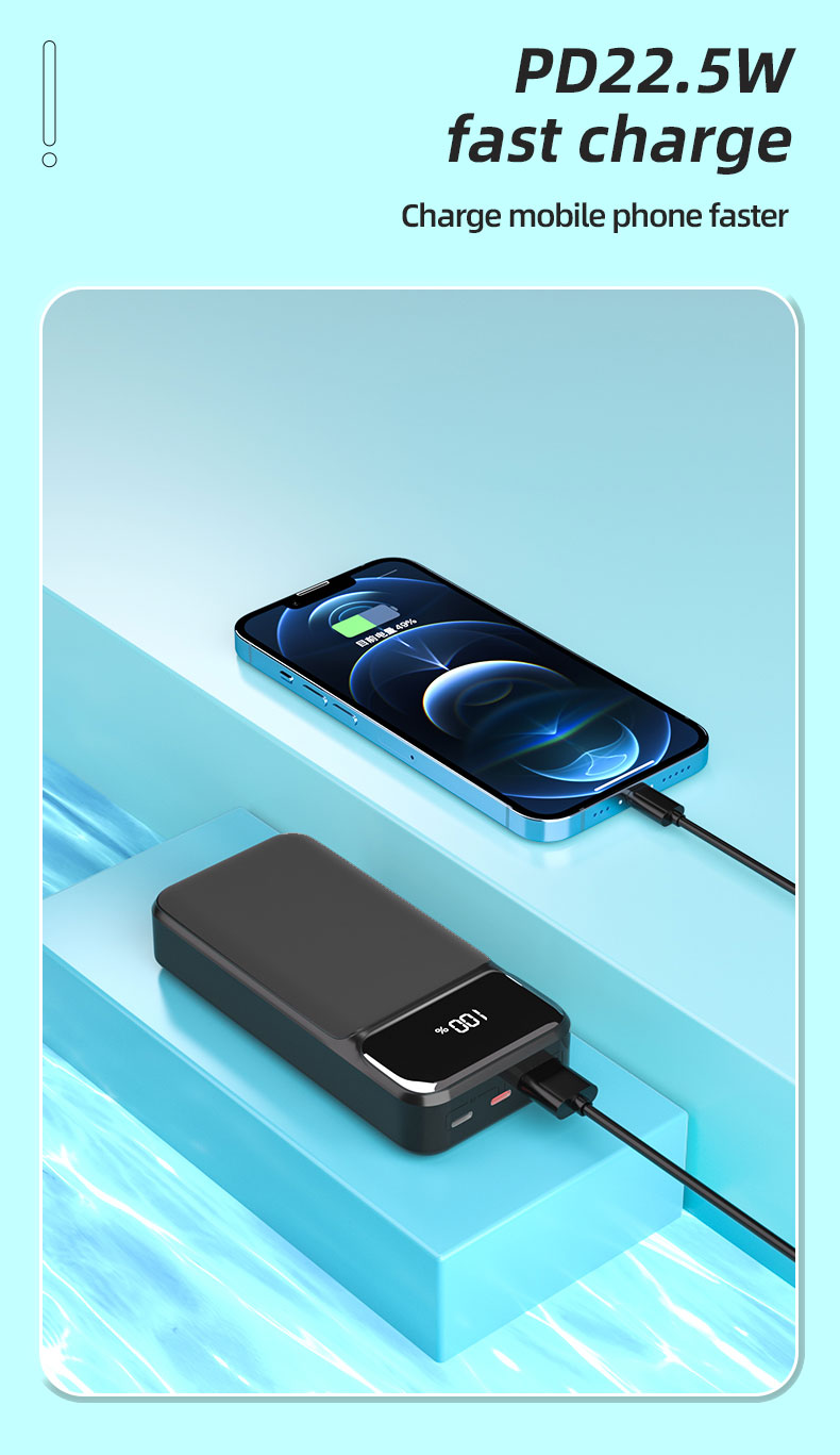 Customized High Quality Mini Portable Powerbank Pd22.5w 5000mAh Fast Charge Digital Display Magnetic Wireless Charge Power Bank