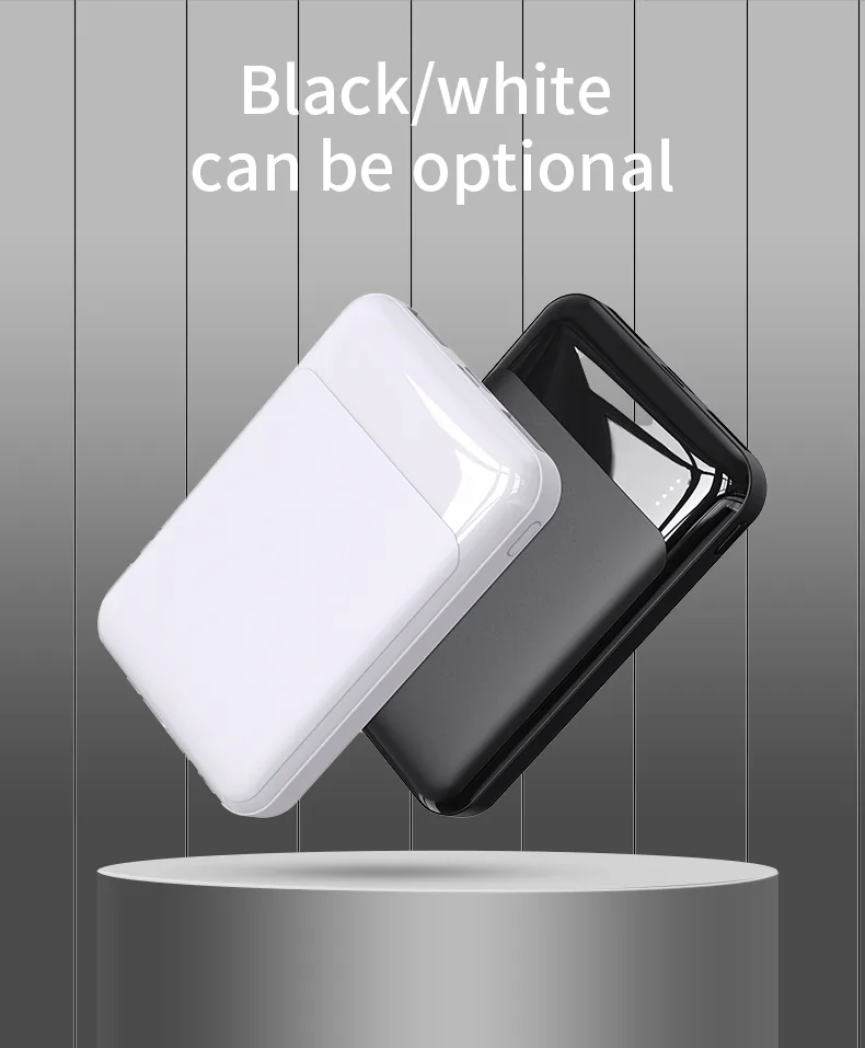 بنك الطاقة اللاسلكي المغناطيسي 5000mAh، 15W شحن سريع مع حامل الهاتف & كابل مدمج