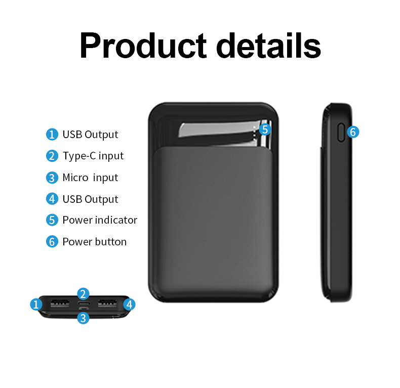 Magnet Fast Charge 5000 Mah Max 15w Wireless Charging Phone Stand Power Bank With Cable Digital Display Small Powerbank