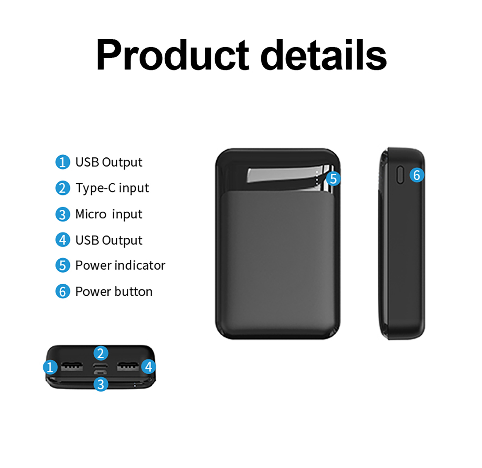Portable 5000mAh Magnetic Wireless Type-C Power Bank Ultra-Thin Aluminum Alloy Fast Charging Powerbank