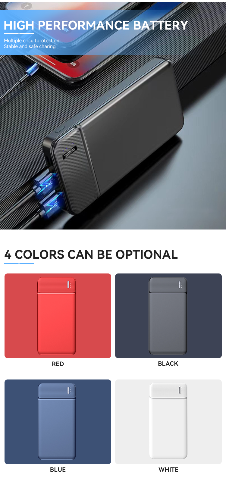 PD 22.5W Built-In 3 Cables Digital Display Fast Charging 15W Wireless Charging Power Bank Foldable 10000mAh Powerbank