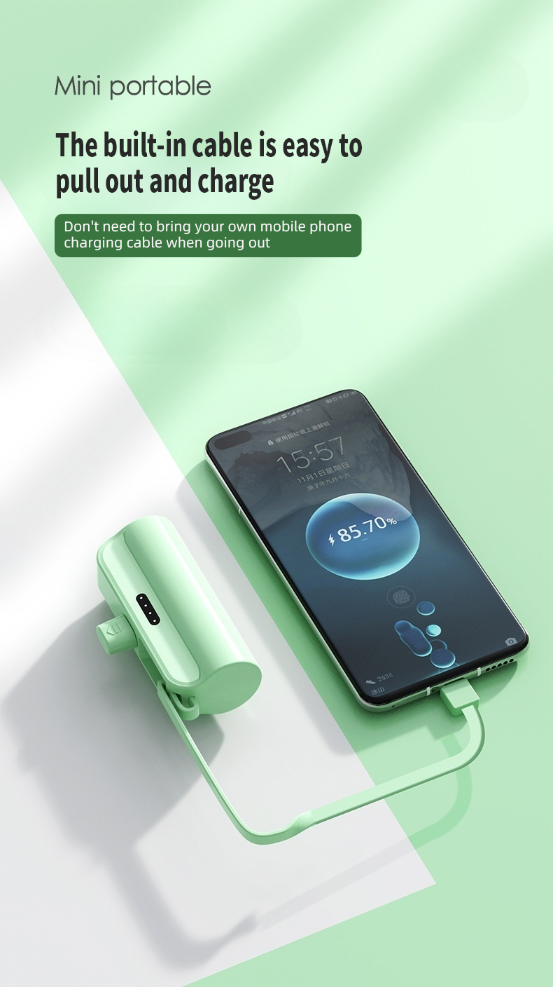 10000mAh High Capacity Portable Powerbank with Built-in Cable PD 22.5W Fast Charging Wireless Charging Power Bank with Stand