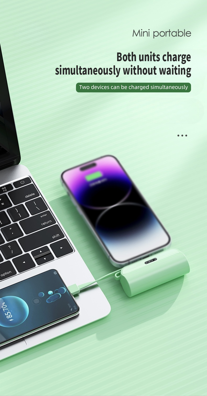 10000mAh High Capacity Portable Powerbank with Built-in Cable PD 22.5W Fast Charging Wireless Charging Power Bank with Stand