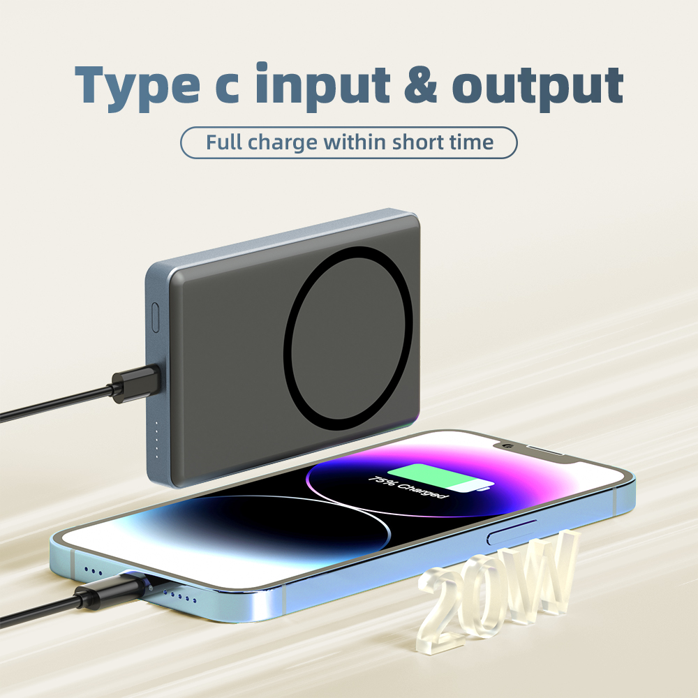 Aluminum Alloy Four-Cell Battery Indicator Powerbank 10000 Mah Wireless Magnetic Type-C Fast Charging Power Bank