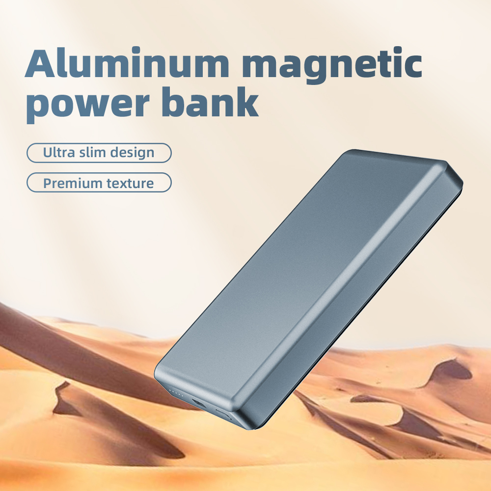 Aluminum Alloy Four-Cell Battery Indicator Powerbank 10000 Mah Wireless Magnetic Type-C Fast Charging Power Bank