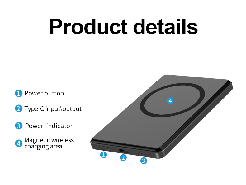 Slim Aluminum Alloy 5000mAh Fast Charge 15W Portable Powerbank Magnetic Wireless Charging Mini Power Banks Custom Logo for Phone