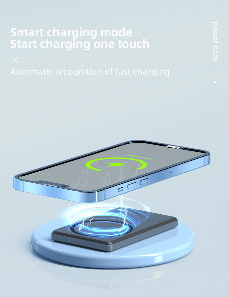 Slim Aluminum Alloy 5000mAh Fast Charge 15W Portable Powerbank Magnetic Wireless Charging Mini Power Banks Custom Logo for Phone