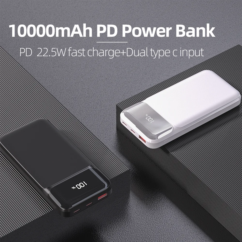 شعار مخصص Li-Polymer باور بانك 22.5W PD, 10000mAh / 20000mAh / 30000mAh مع شاشة رقمية