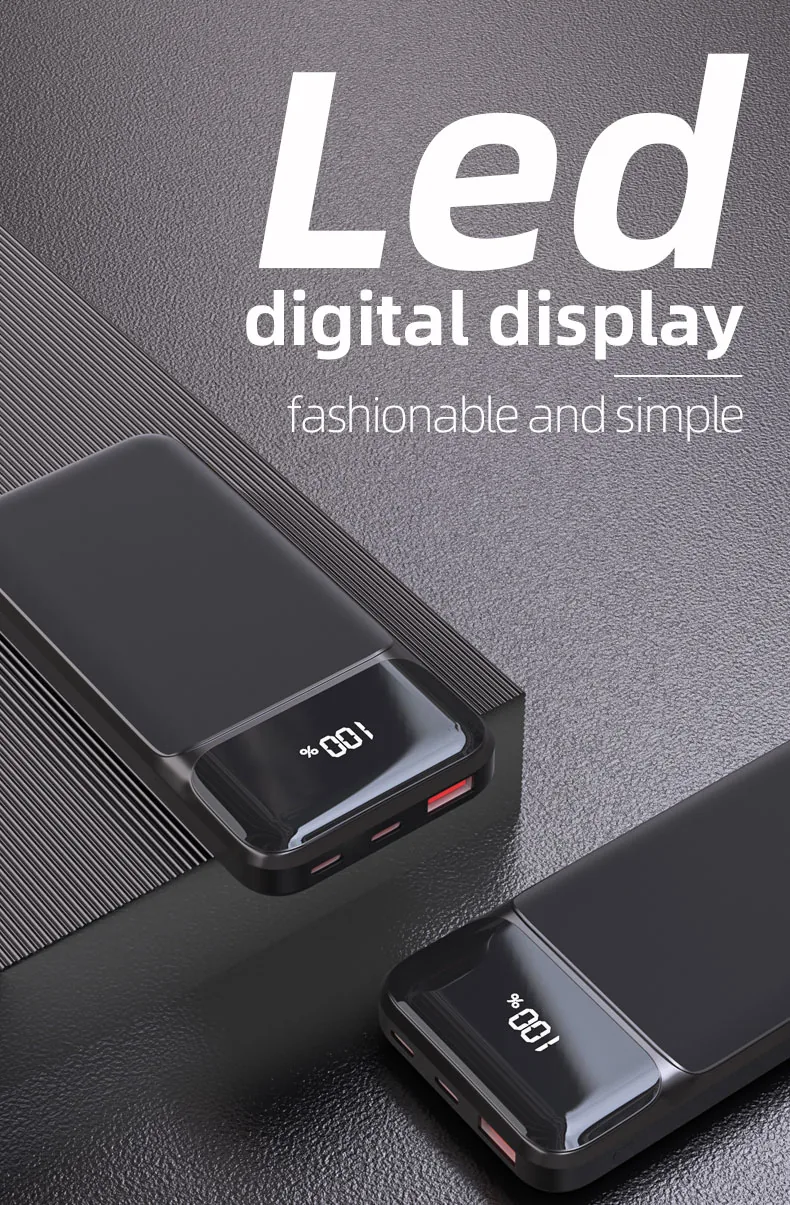 شعار مخصص Li-Polymer باور بانك 22.5W PD, 10000mAh / 20000mAh / 30000mAh مع شاشة رقمية