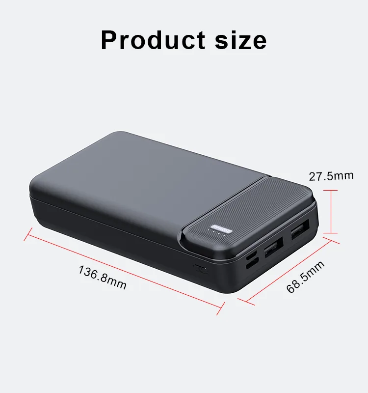 بنك الطاقة المزدوج USB للسفر 20000mAh، محمول في الهواء الطلق مع شعار مخصص