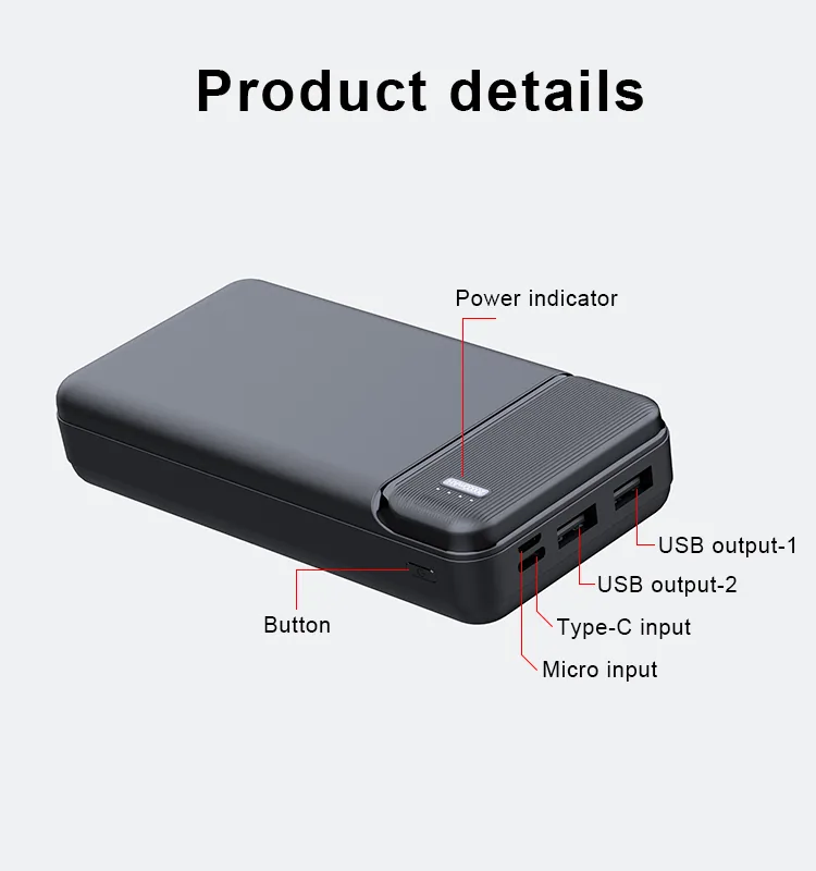 بنك الطاقة المزدوج USB للسفر 20000mAh، محمول في الهواء الطلق مع شعار مخصص