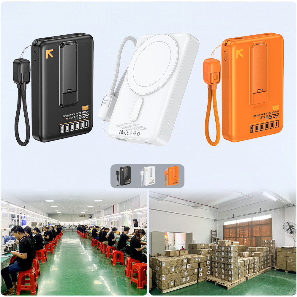 Magnetic 15W Wireless LED Display Power Bank 10000mAh Portable PD 22.5W Fast Charging With Lanyard and Holder